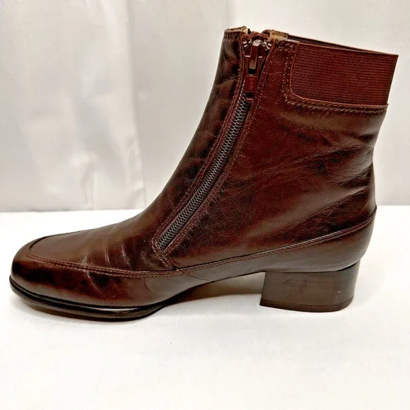 Ros Hammerson Womens Boots 7N Ankle Height Brown Leather Zip Butter Soft Booties - Picture 9 of 15